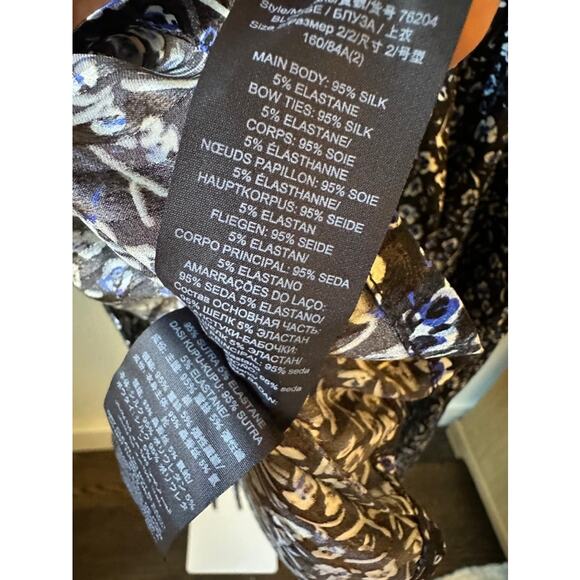 Tory Burch Silk Floral Tie-Neck Blouse, Size 2 - Picture 5 of 5